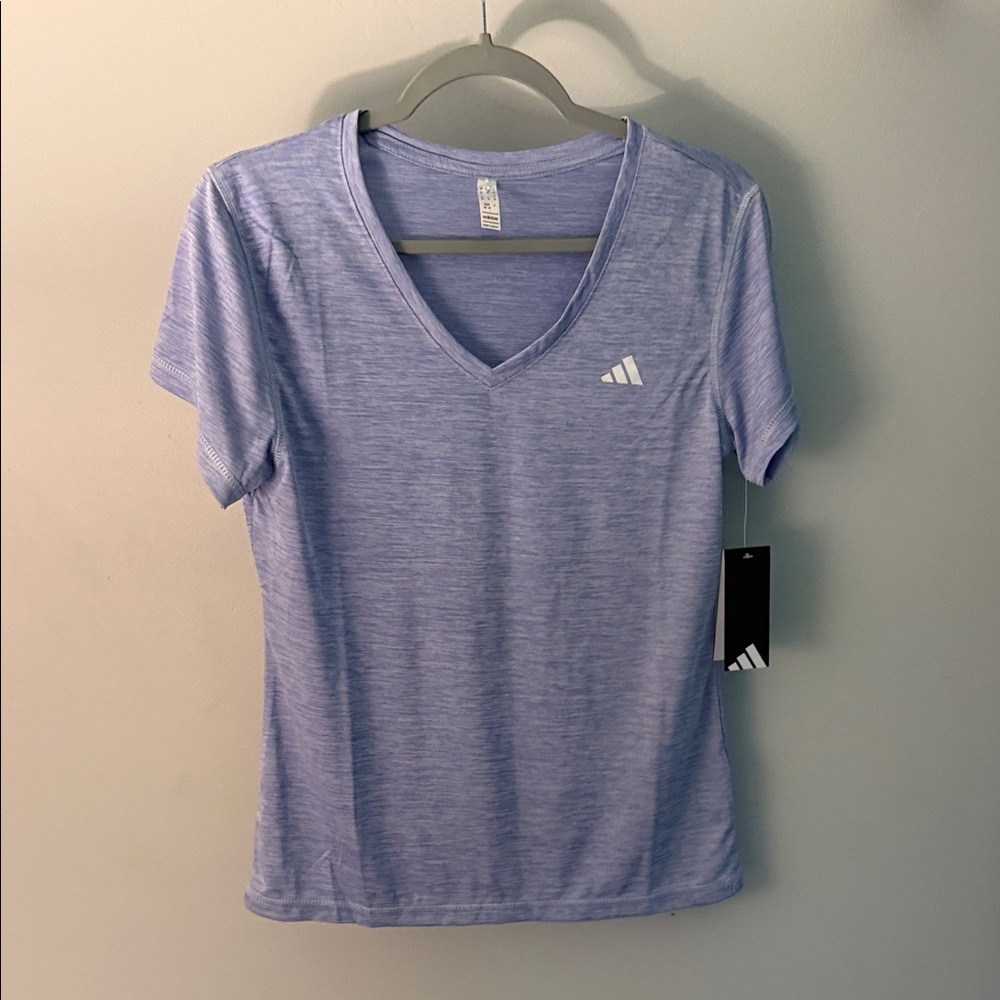 adidas Heather Lavender V-Neck Short Sleeve Tee